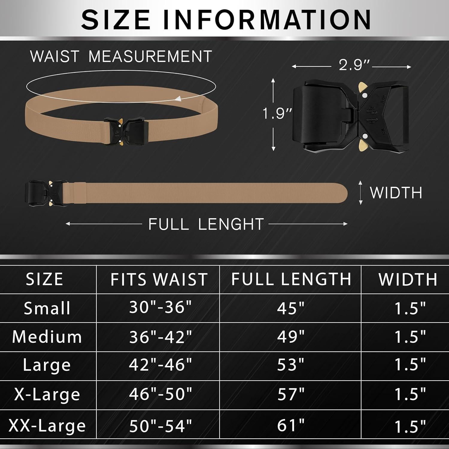 Cinturón Táctico TECEUM Coyote M - Nylon 91-107 cm