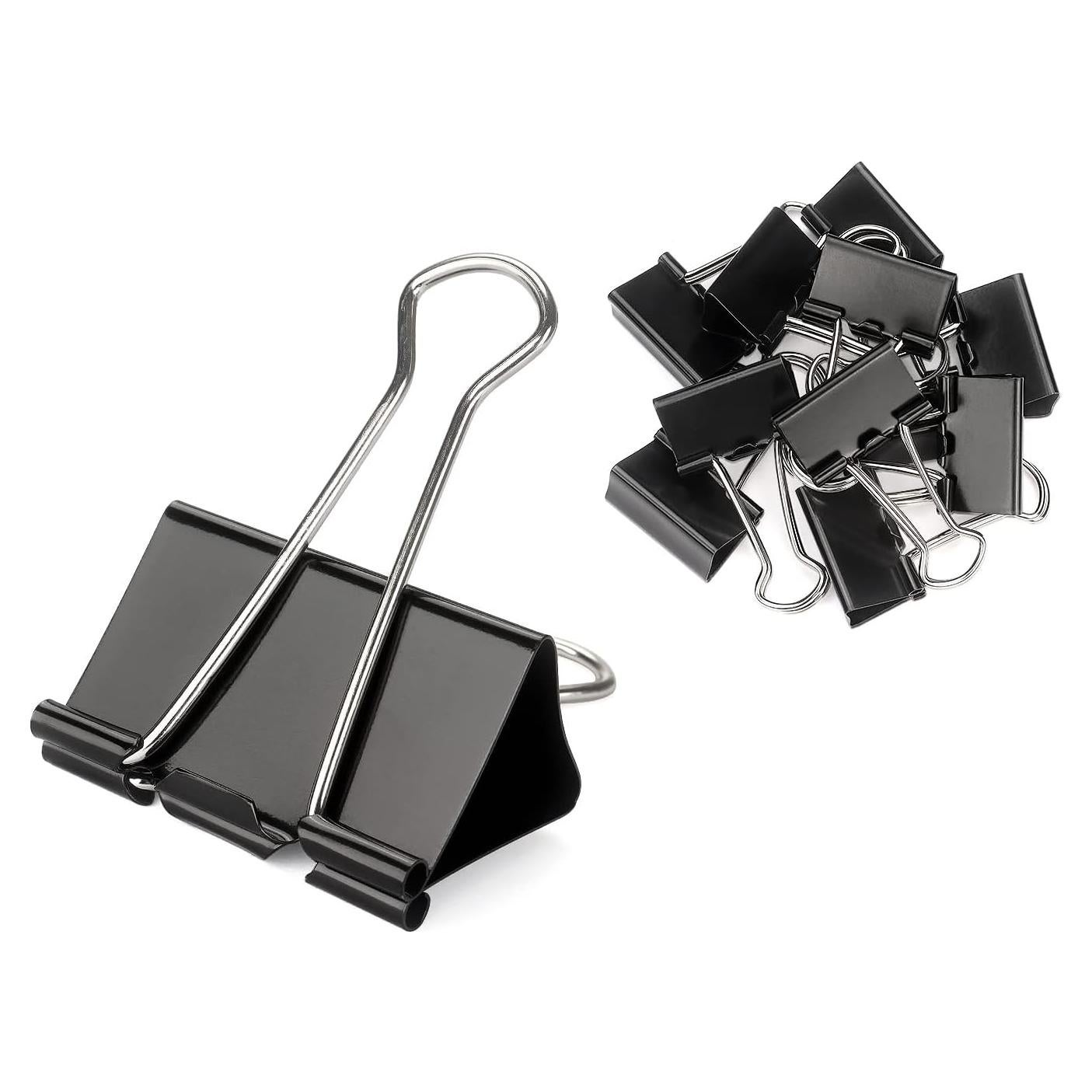 Clip de Encuadernación Negro ZZTX, Acero Templado, Paquete de 36