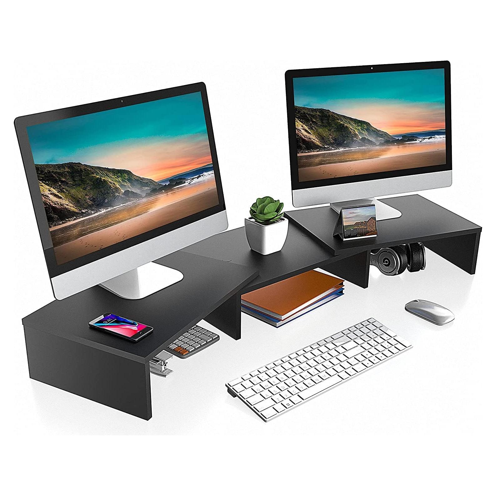 Soporte Doble para Monitor FITUEYES Ajustable 108 cm Negro