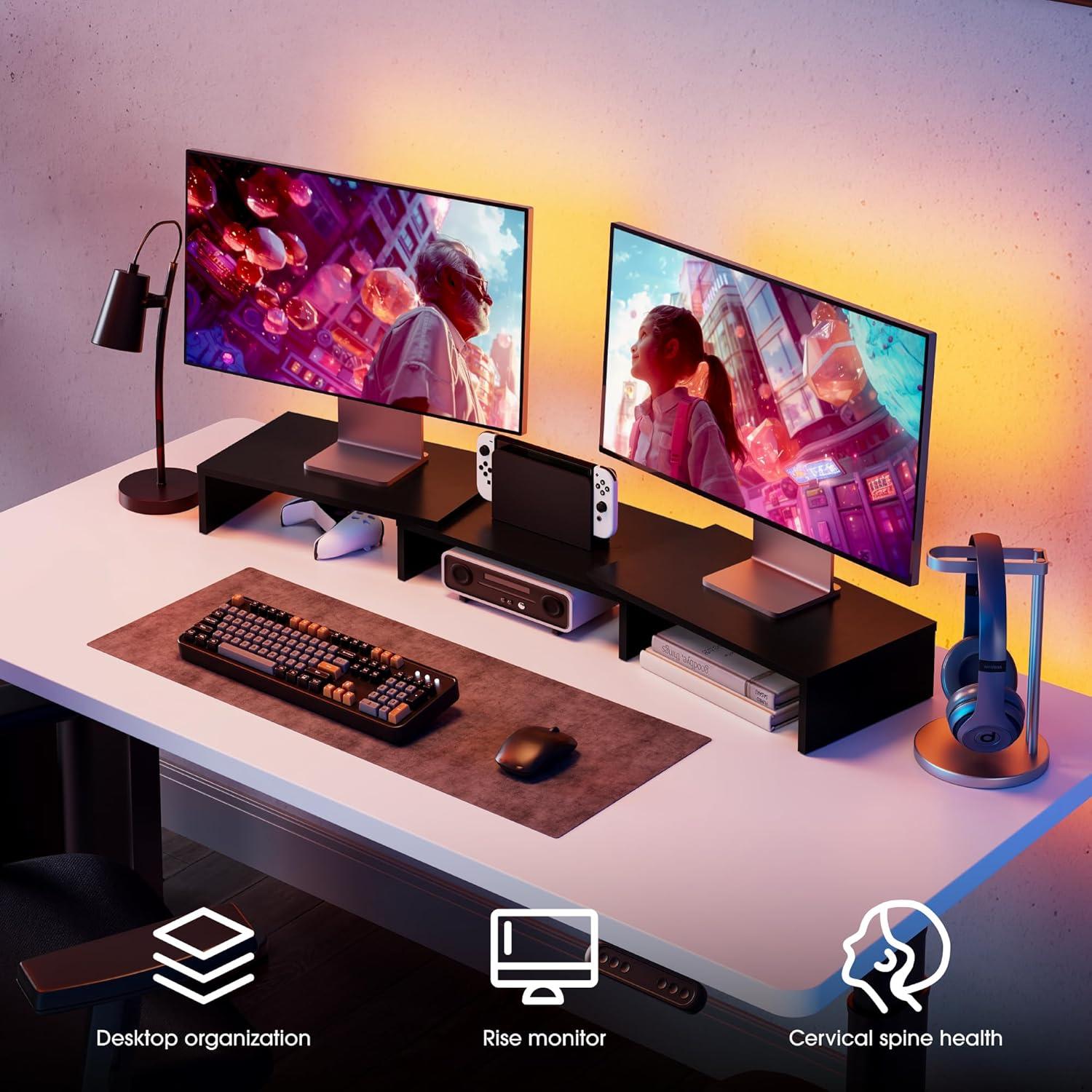 Soporte Doble para Monitor FITUEYES Ajustable 108 cm Negro