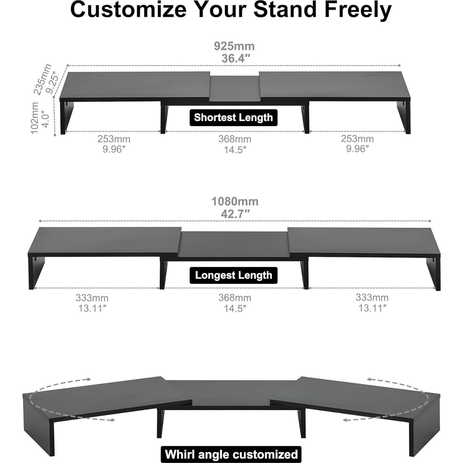 Soporte Doble para Monitor FITUEYES Ajustable 108 cm Negro