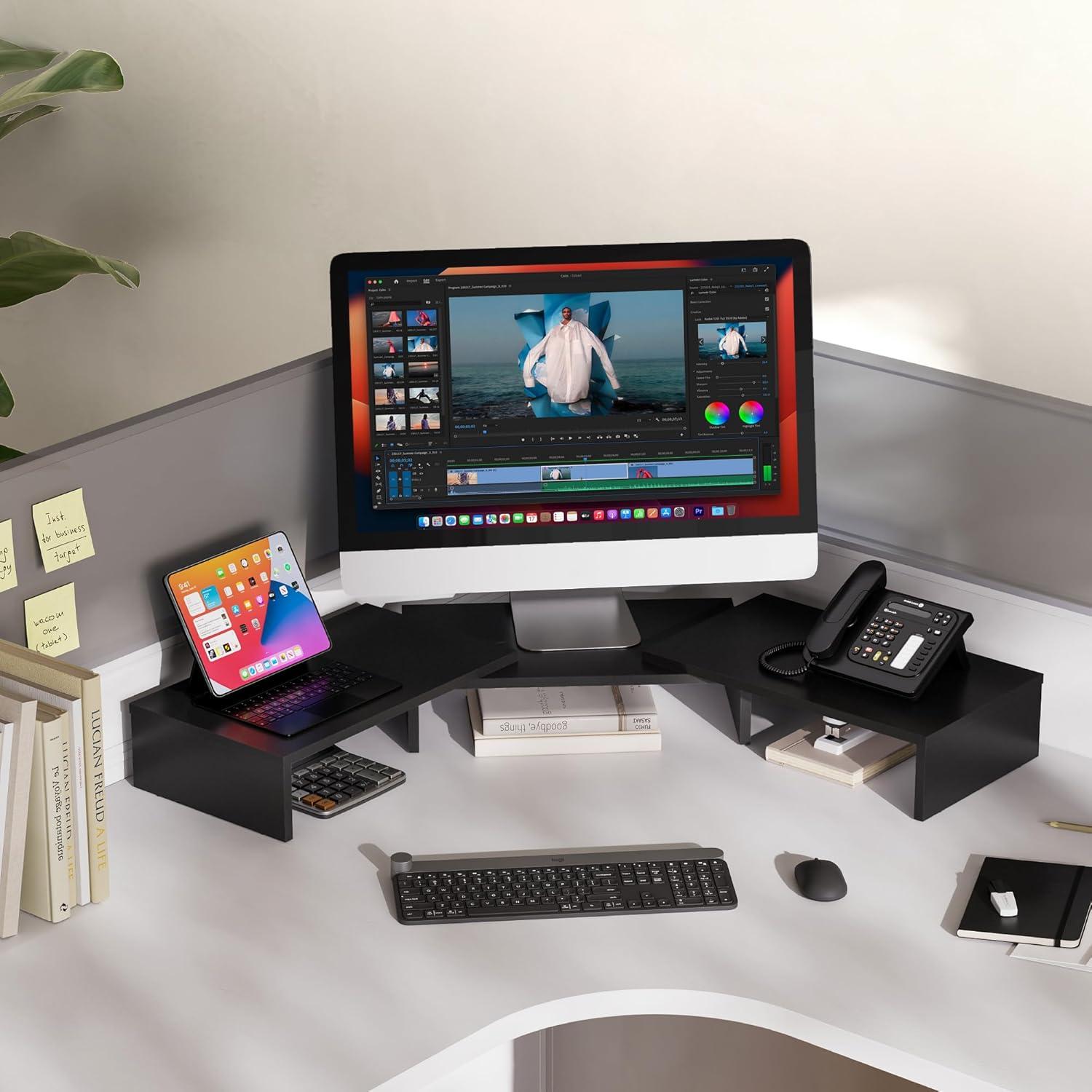 Soporte Doble para Monitor FITUEYES Ajustable 108 cm Negro