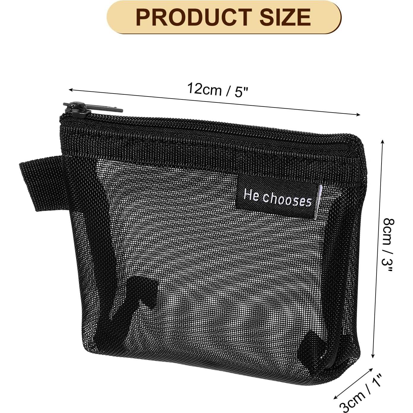 Bolsa de Malla con Cremallera uxcell 12x8 cm 5 Pcs Nylon Negro