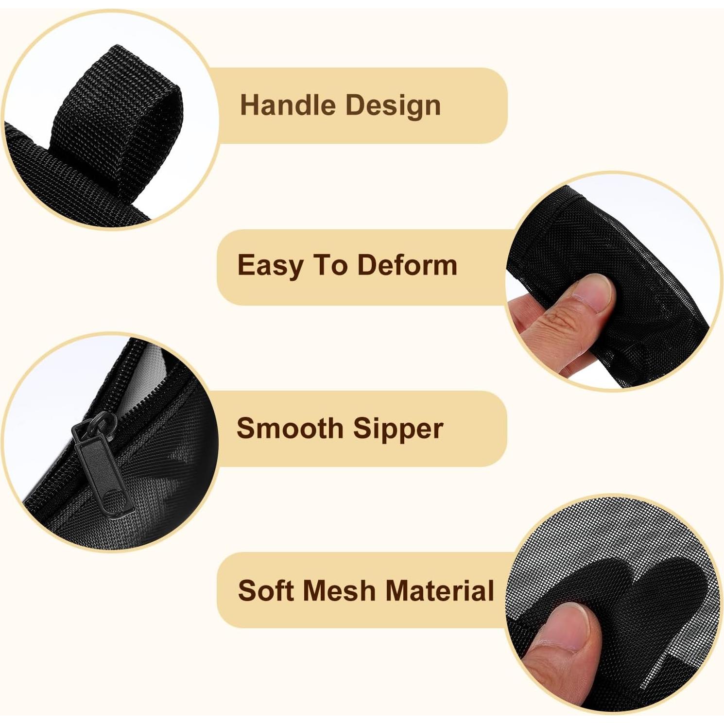 Bolsa de Malla con Cremallera uxcell 12x8 cm 5 Pcs Nylon Negro