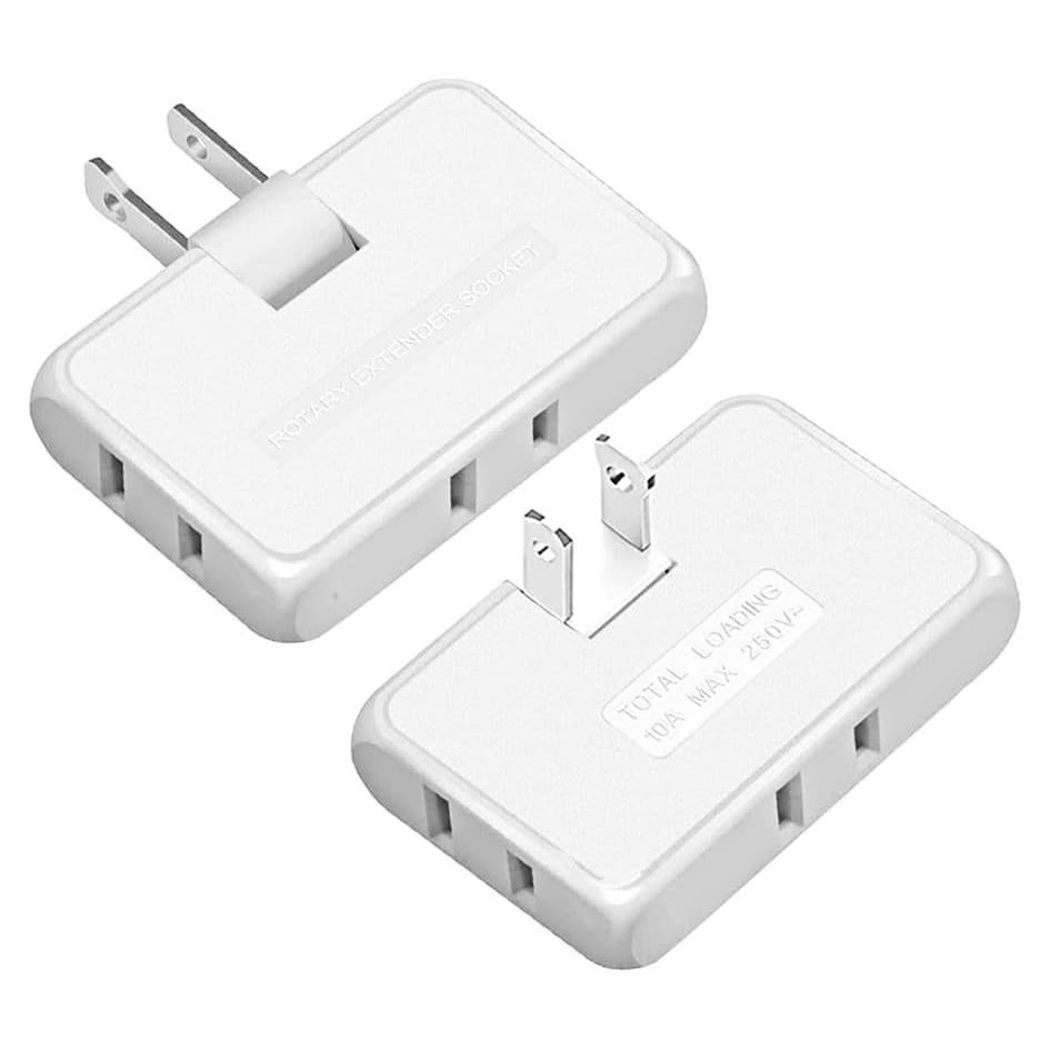 Extensor de Enchufe 3 Vías RunParts Tipo A Blanco Paquete 2