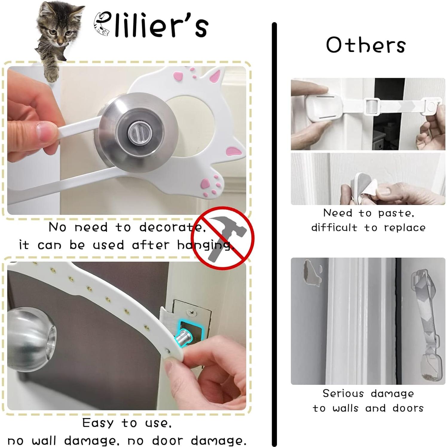 Soporte de puerta para gato Elilier, ajustable 1.5 a 8 cm