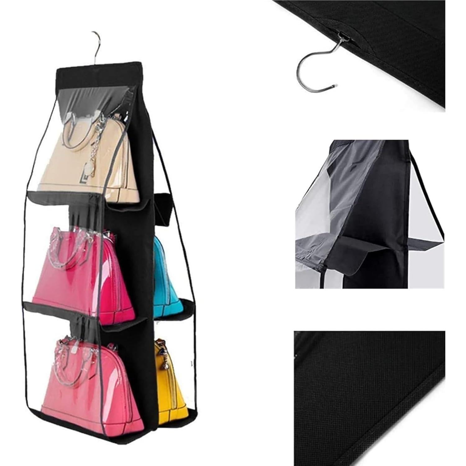 Organizador Colgante HAN SHENG con 6 Bolsillos Transparentes - Negro