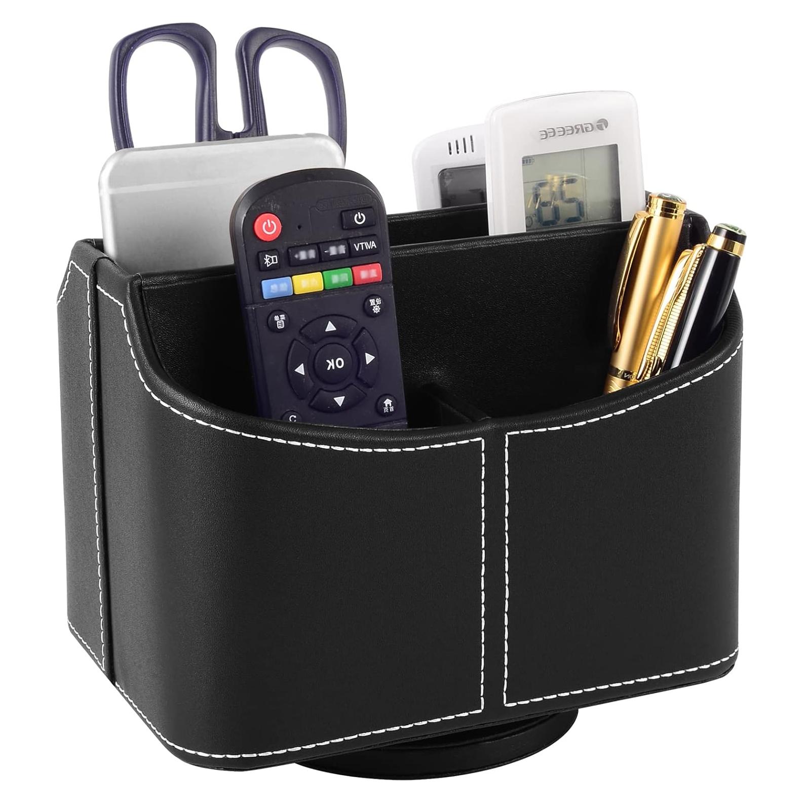 Organizador de Escritorio Rotativo 360° RHCSZ de Cuero PU Negro