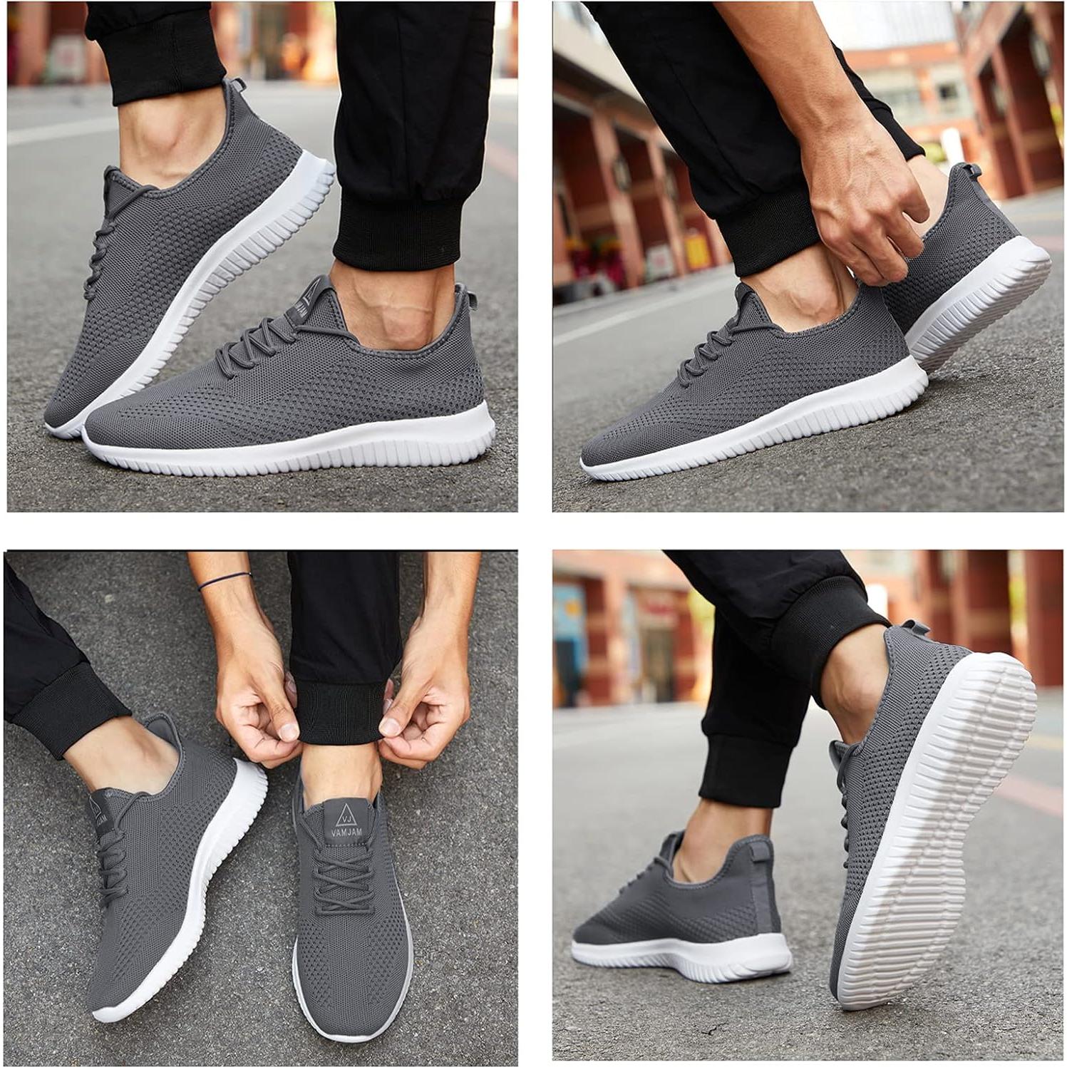 Zapatillas de Correr VAMJAM para Hombre 10.5 Gris Transpirables