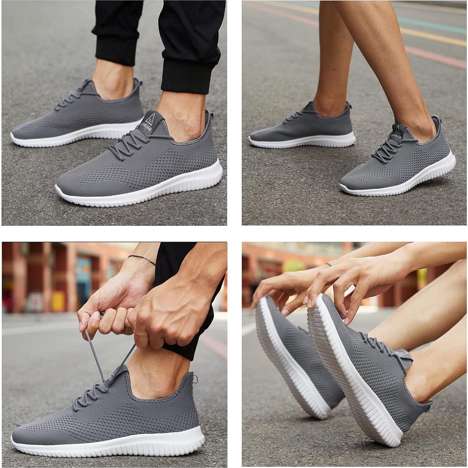 Zapatillas de Correr VAMJAM para Hombre 10.5 Gris Transpirables