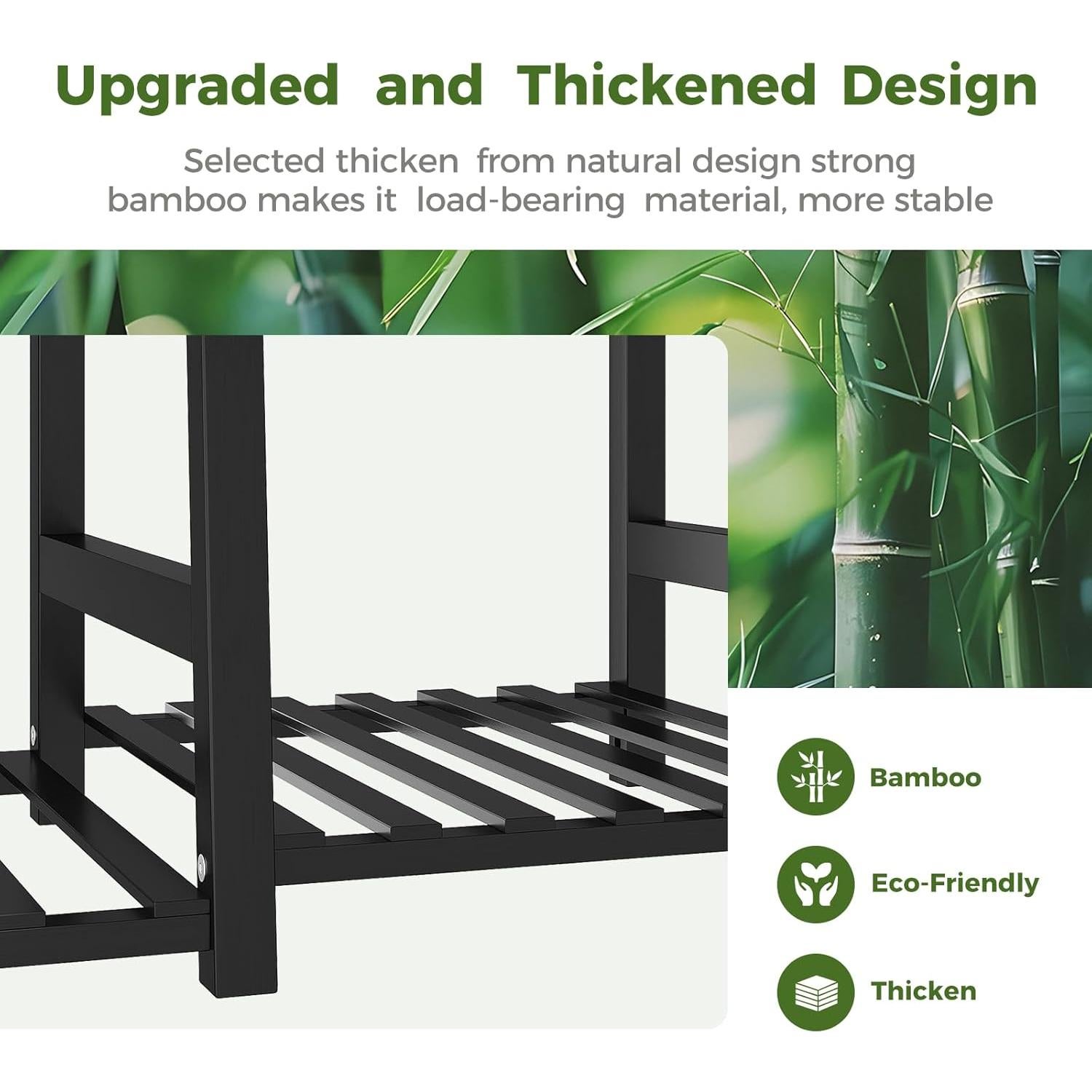 Estante de Plantas Bamworld 5 Niveles 139.9 cm Negro Bambú