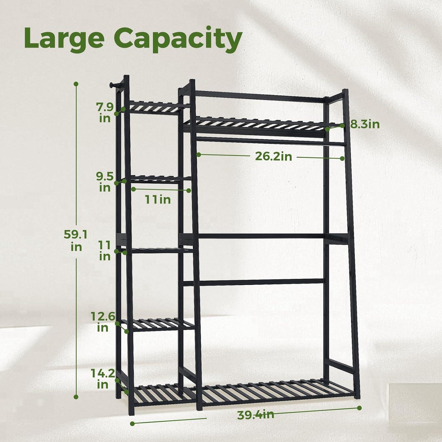 Estante de Plantas Bamworld 5 Niveles 139.9 cm Negro Bambú