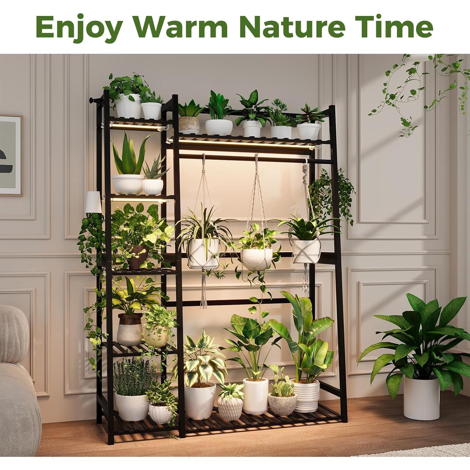 Estante de Plantas Bamworld 5 Niveles 139.9 cm Negro Bambú