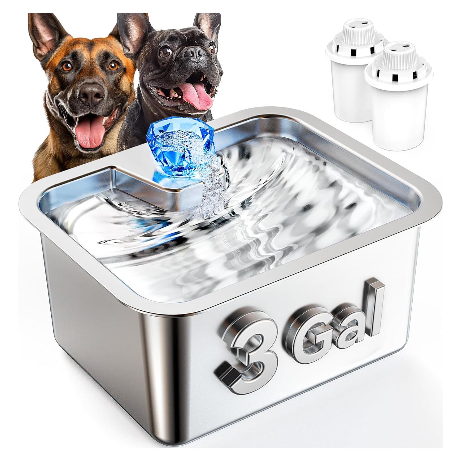 Fuente de Agua para Perros Grandes 11L Acero Inoxidable lesotc