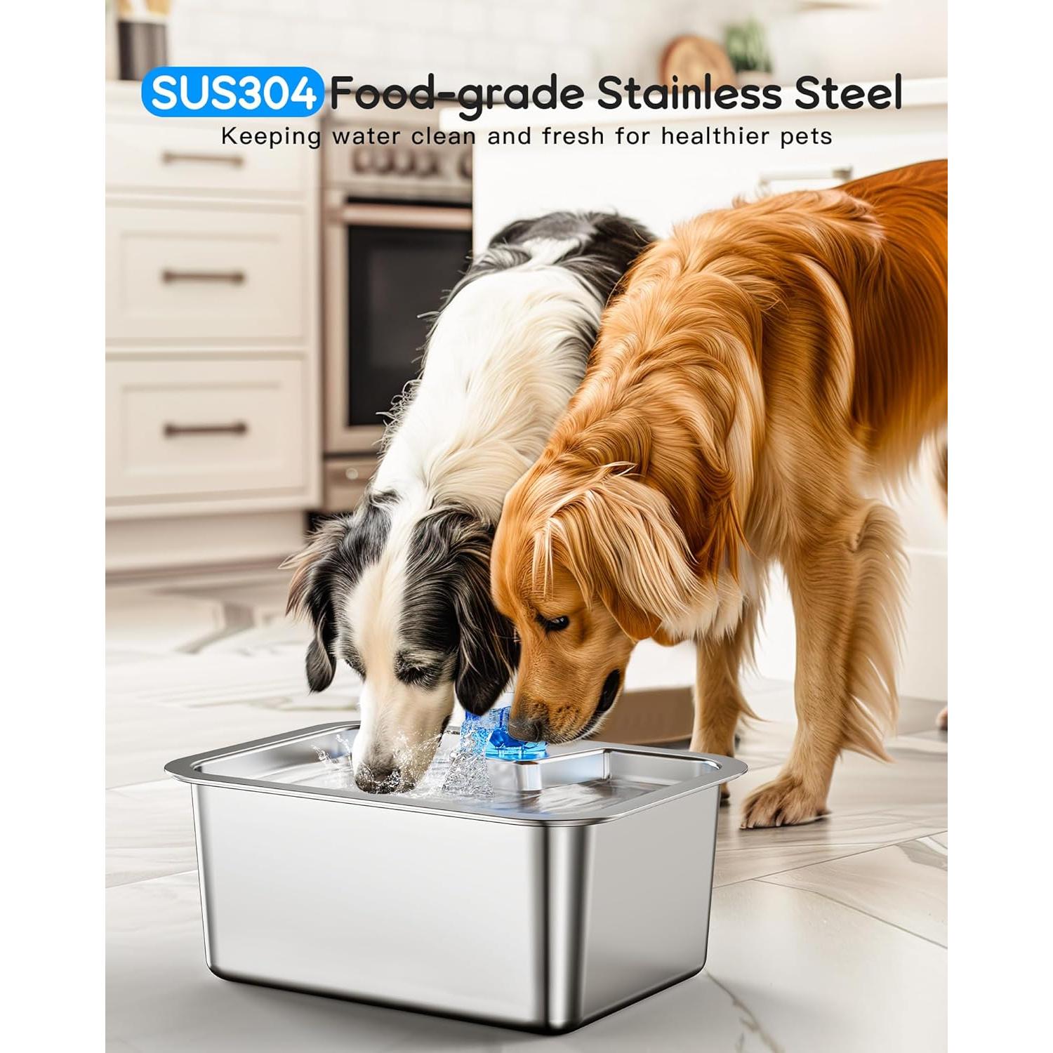 Fuente de Agua para Perros Grandes 11L Acero Inoxidable lesotc