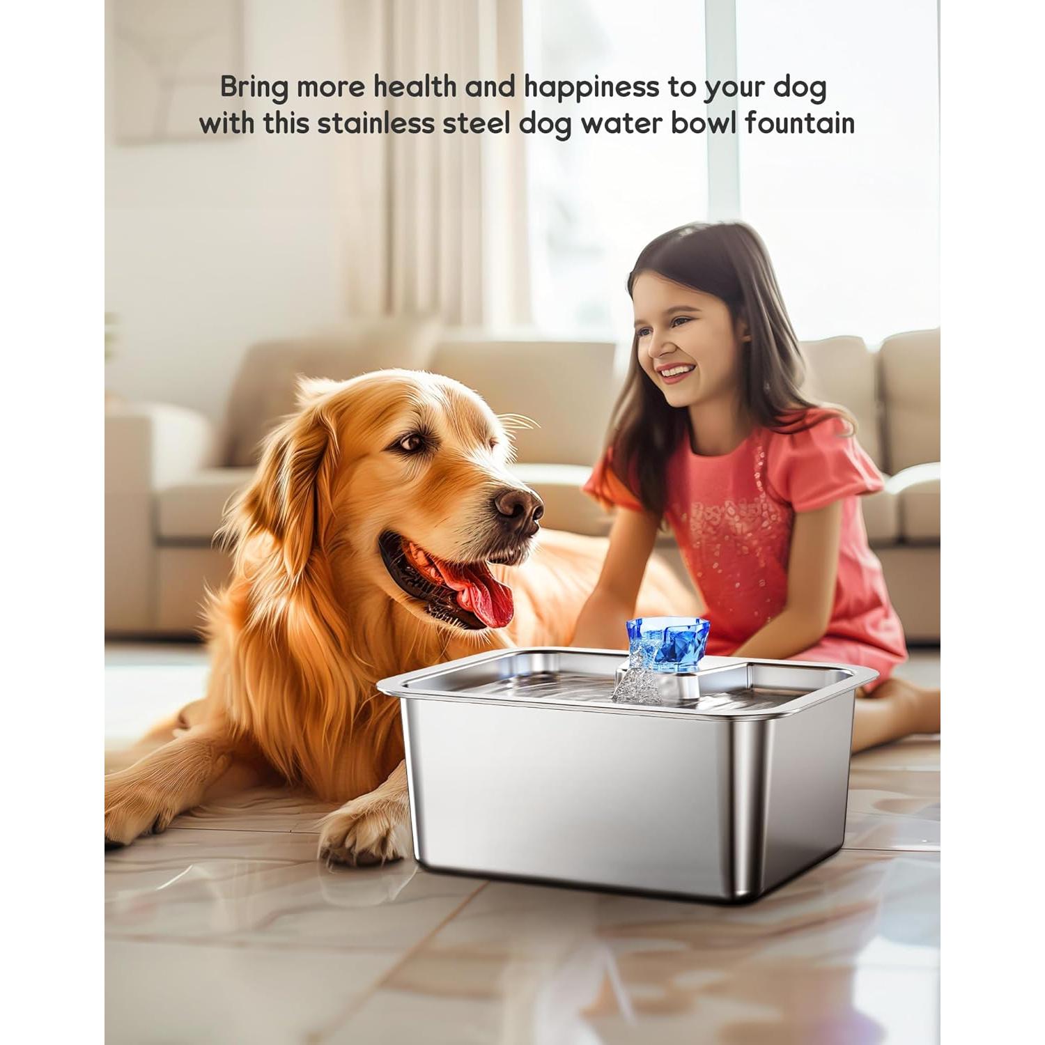 Fuente de Agua para Perros Grandes 11L Acero Inoxidable lesotc