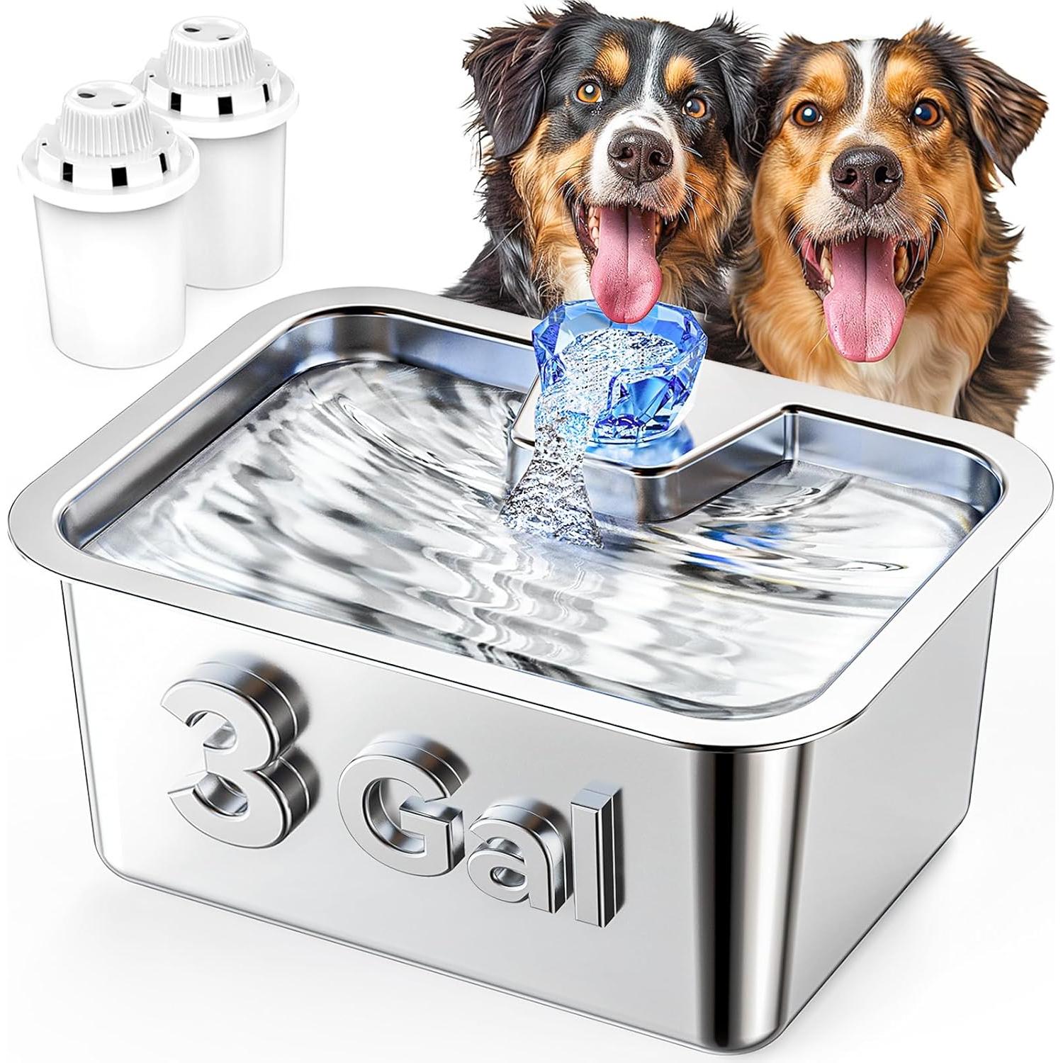 Fuente de Agua para Perros Grandes 11L Acero Inoxidable lesotc