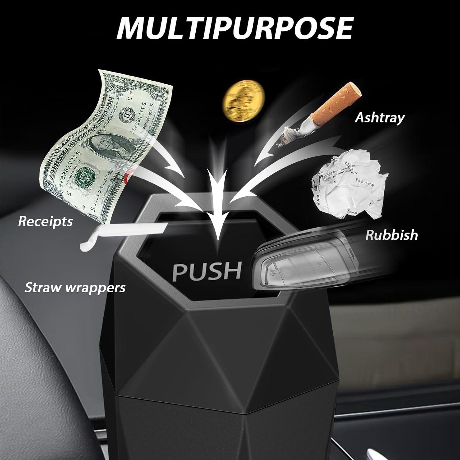 Basurero de coche con tapa XSGJC, mini 5x7.6 cm, negro