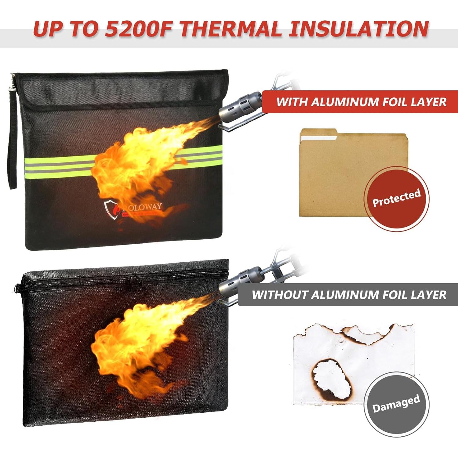 Bolsa Ignífuga ROLOWAY 35.56x27.94cm con Cremallera Negra