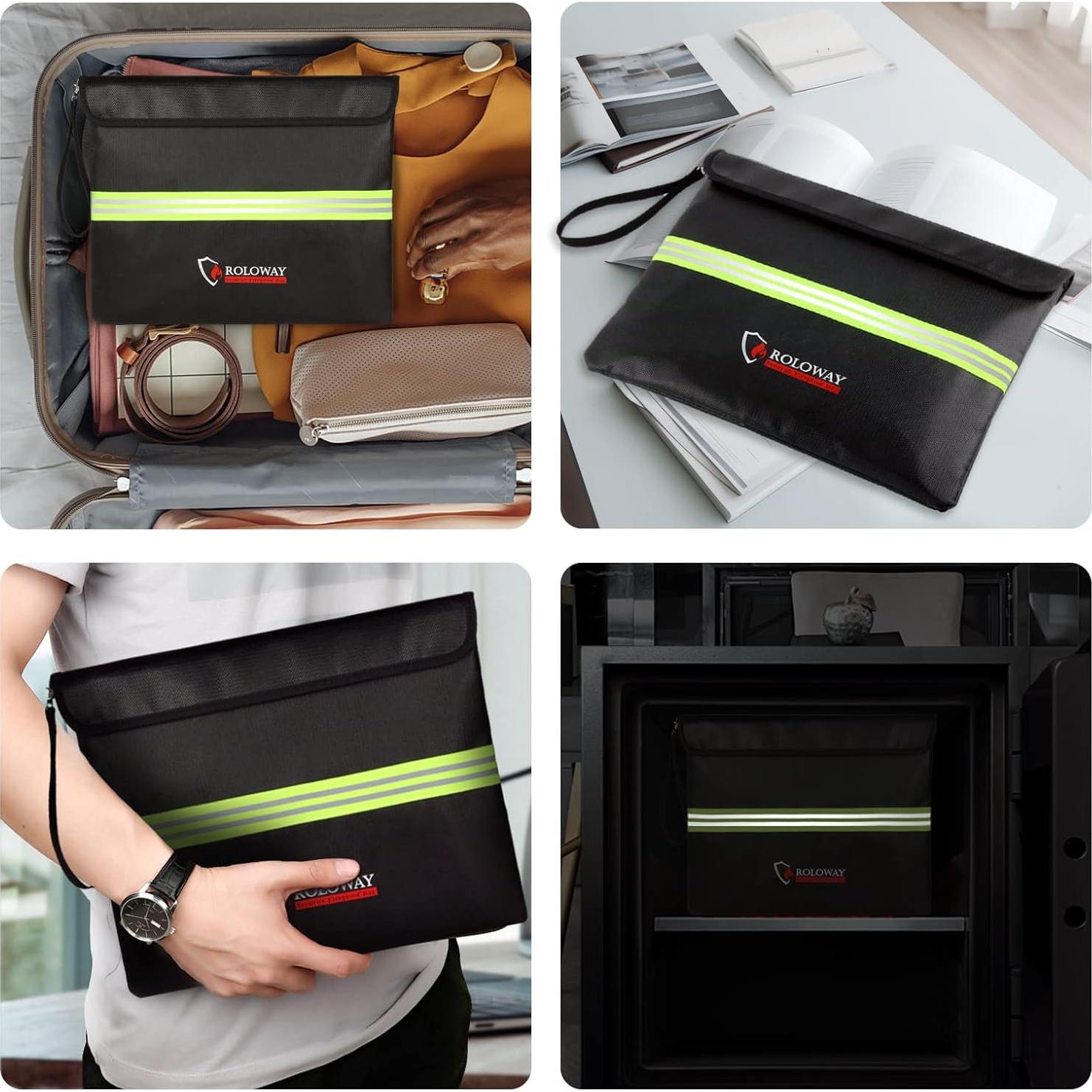 Bolsa Ignífuga ROLOWAY 35.56x27.94cm con Cremallera Negra