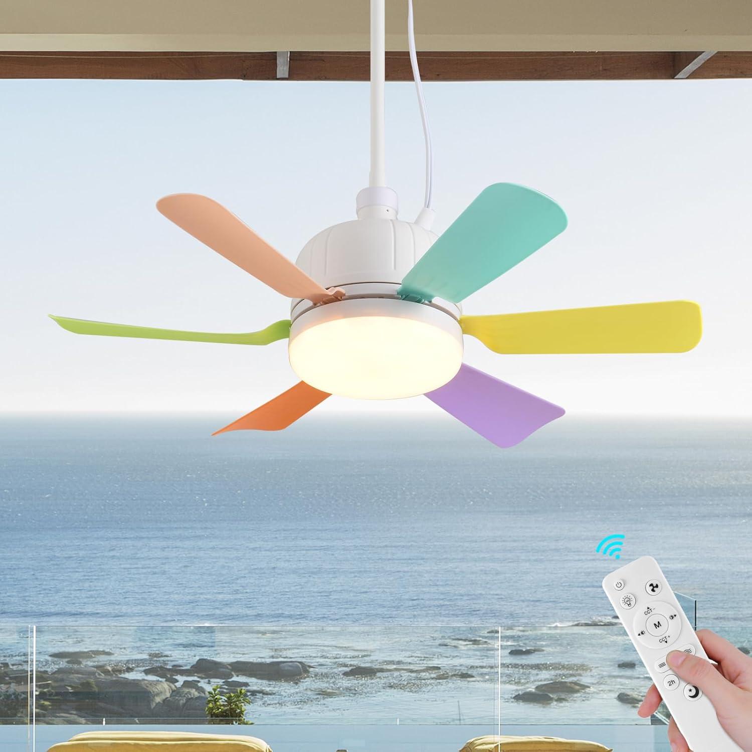 Ventilador de Techo Portátil AHAWILL 18" con Luz LED y Control Remoto