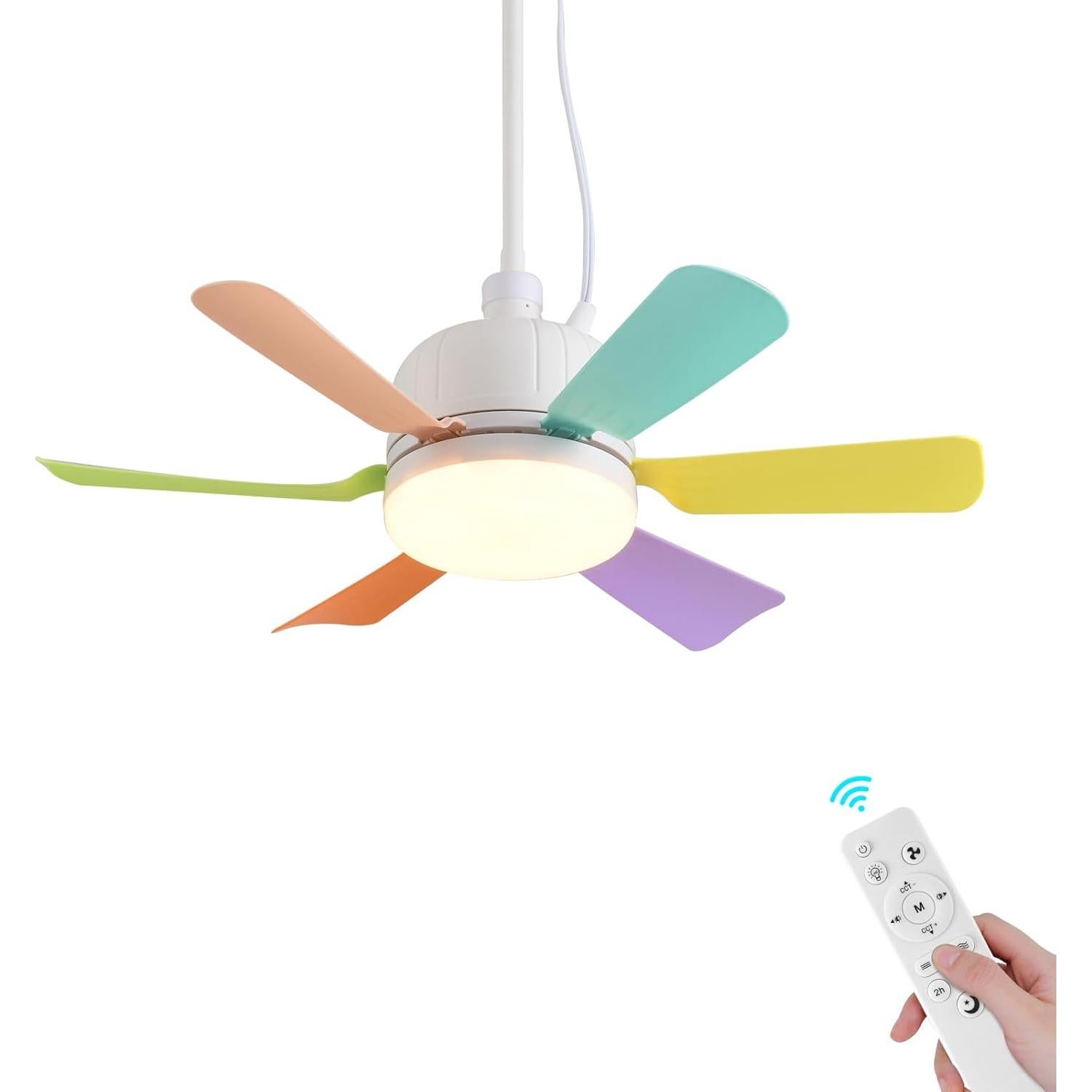 Ventilador de Techo Portátil AHAWILL 18" con Luz LED y Control Remoto