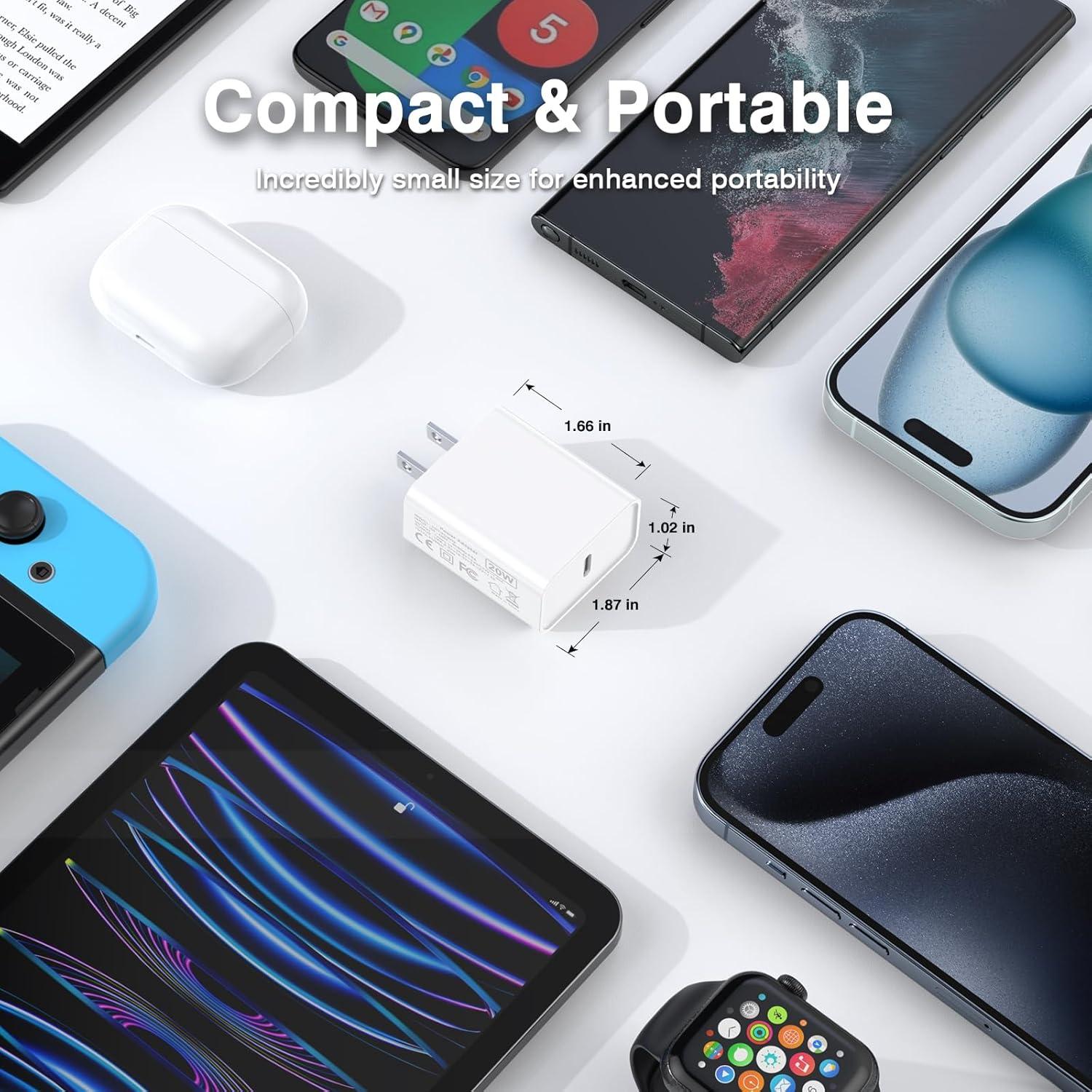 Cargador Rápido USB C 30W Dulums - 2 Pack Compatible iPhone