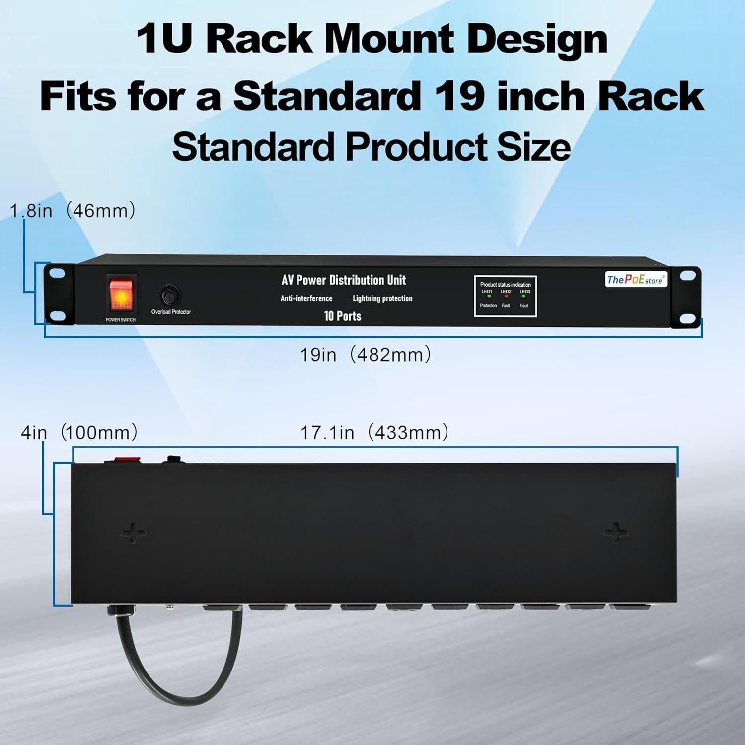 Protector de Sobretensión PDU 10 Salidas ThePoEstore 3600J