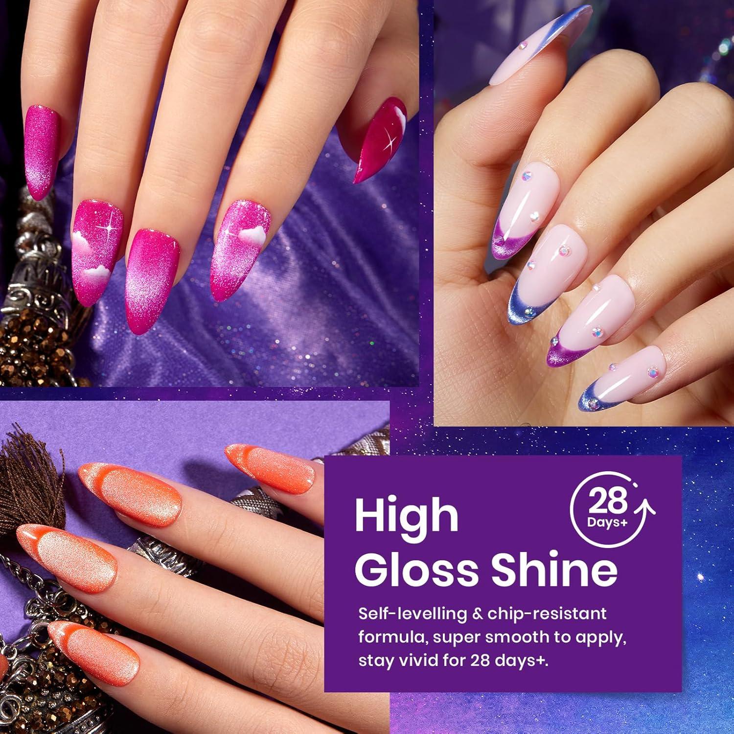 Kit de Esmalte de Uñas Gel Cat Eye Beetles - 6 Colores Neón