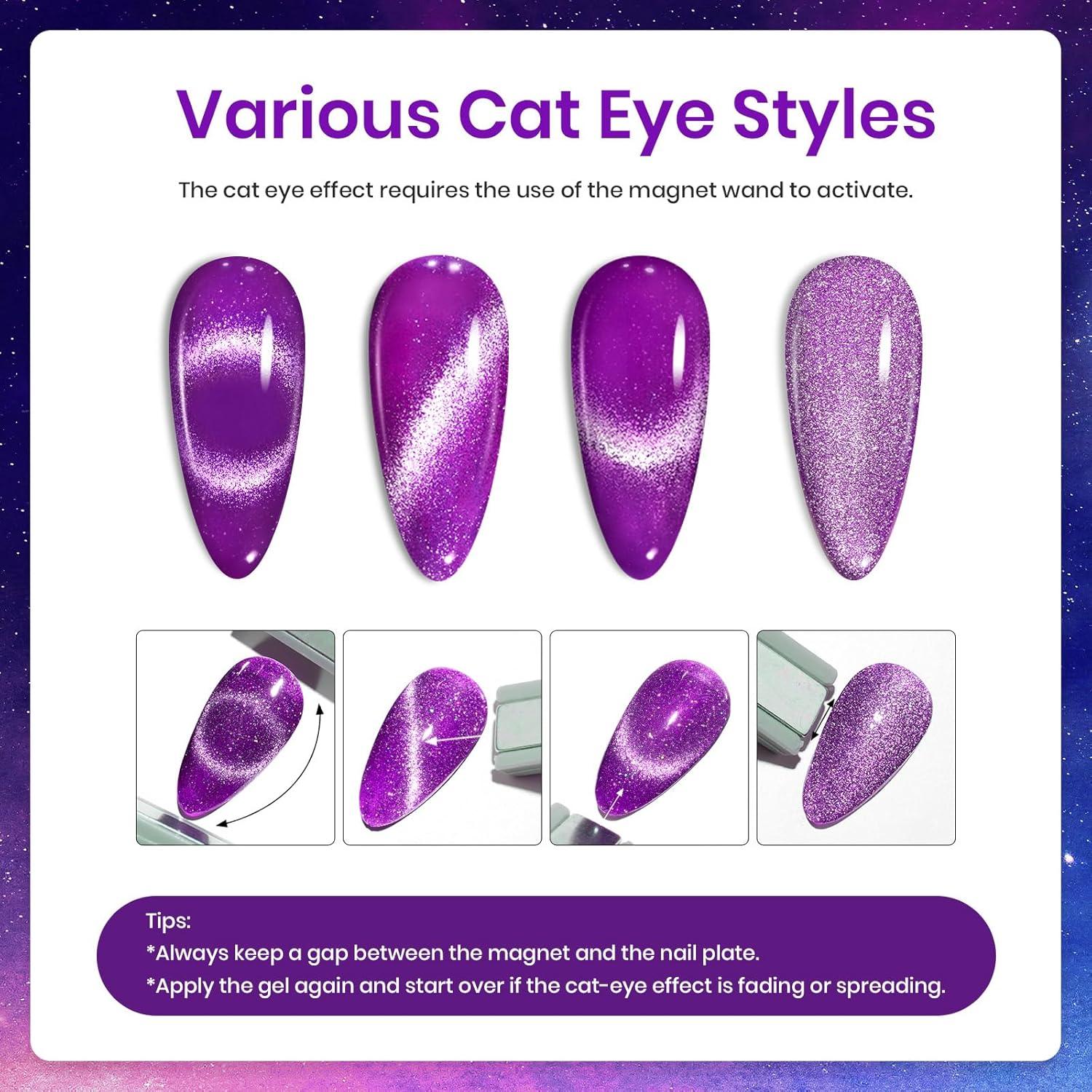 Kit de Esmalte de Uñas Gel Cat Eye Beetles - 6 Colores Neón