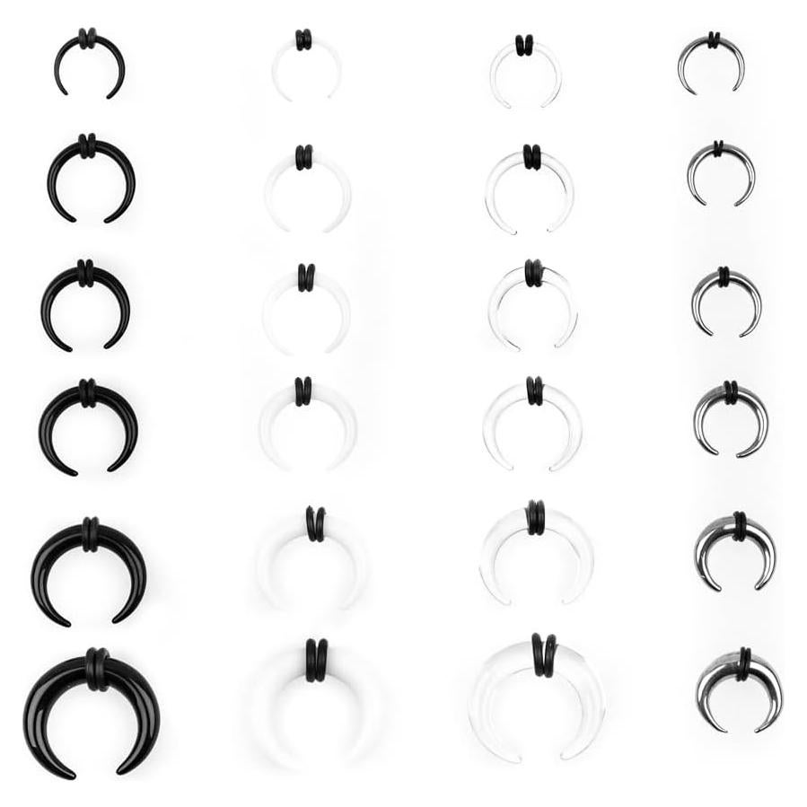 Kit de Estiramiento para Oídos 14G-00G Acrílico y Acero Inoxidable