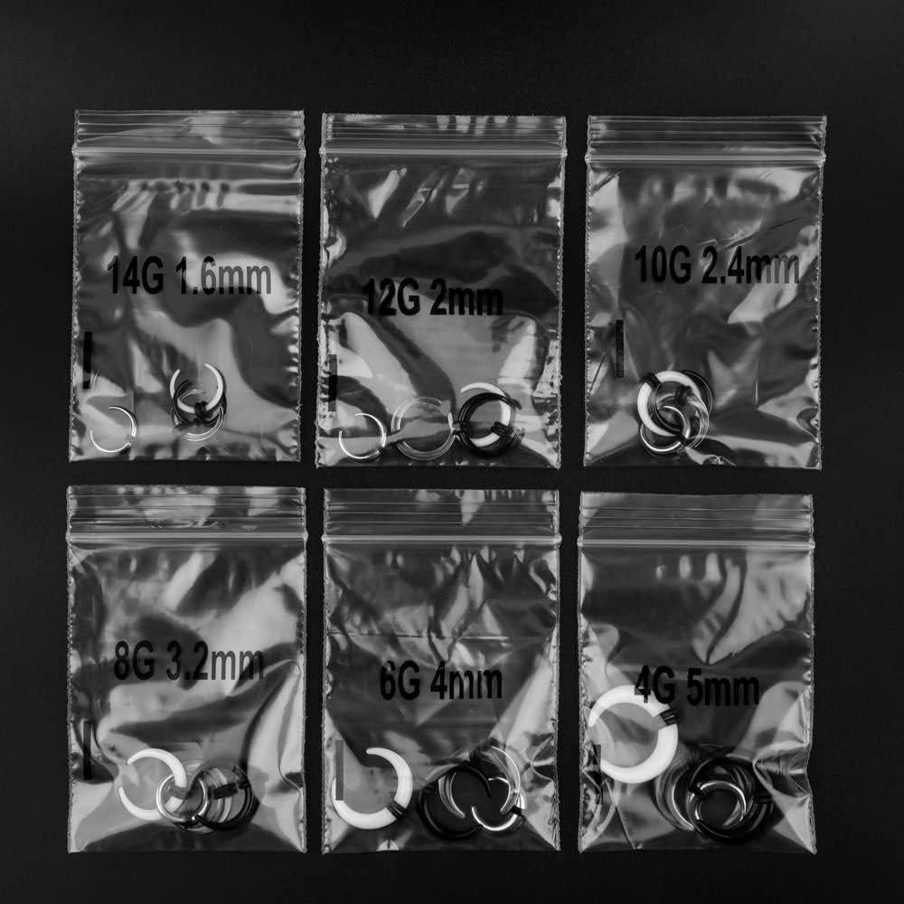 Kit de Estiramiento para Oídos 14G-00G Acrílico y Acero Inoxidable