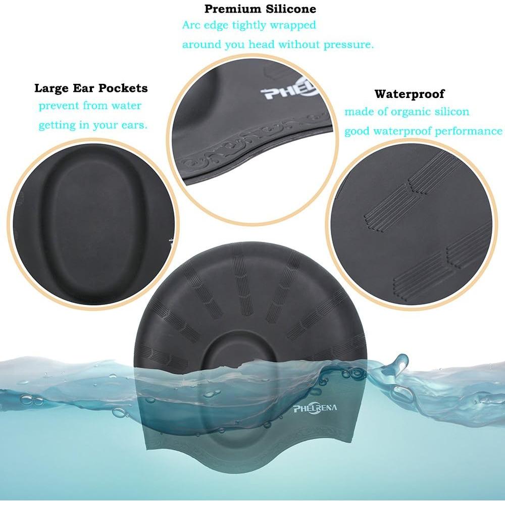 Gorro de Natación PHELRENA Silicona Premium Impermeable