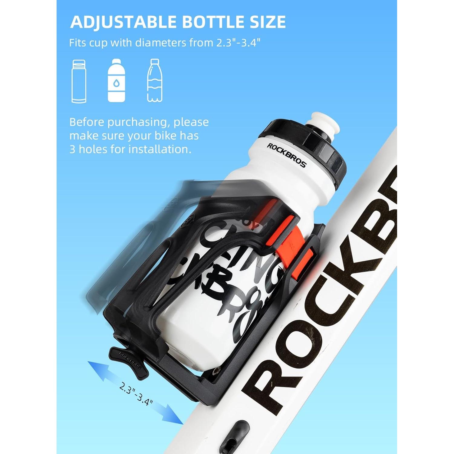 Soporte para Botella de Agua ROCKBROS Rojo Ajustable 5.8-9.5 cm