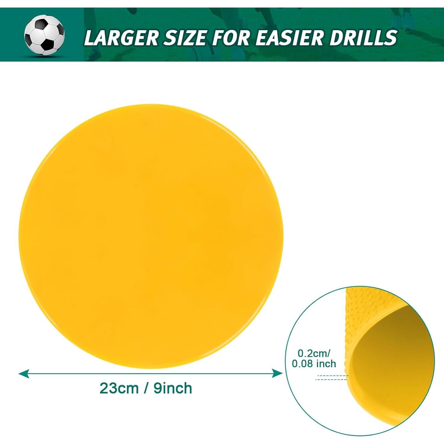 Marcadores de Puntos de Goma ZIECE 9" Amarillo 12Pcs Antideslizantes