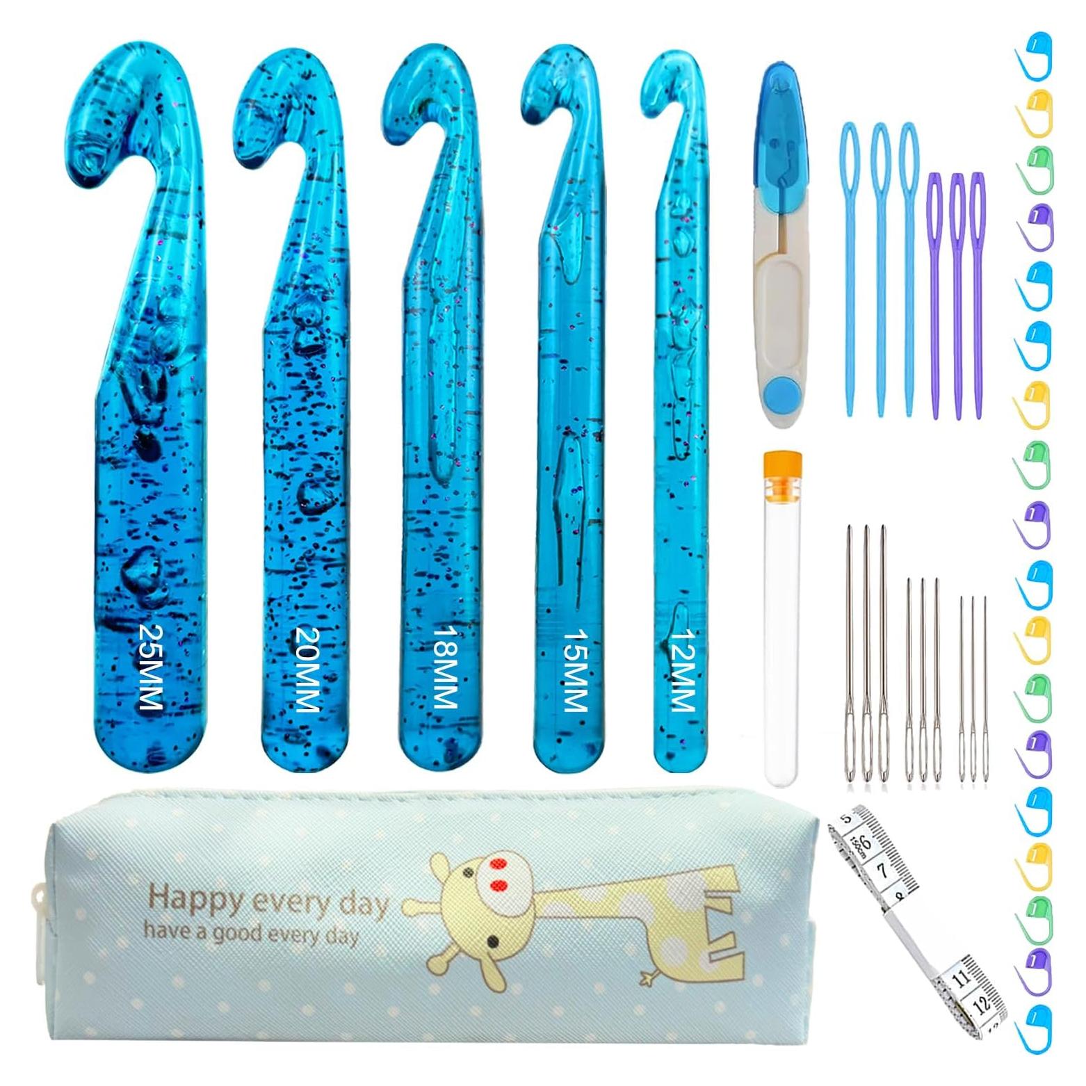 Juego de Ganchillos Grandes Hobekoee 43 Piezas 12-25mm