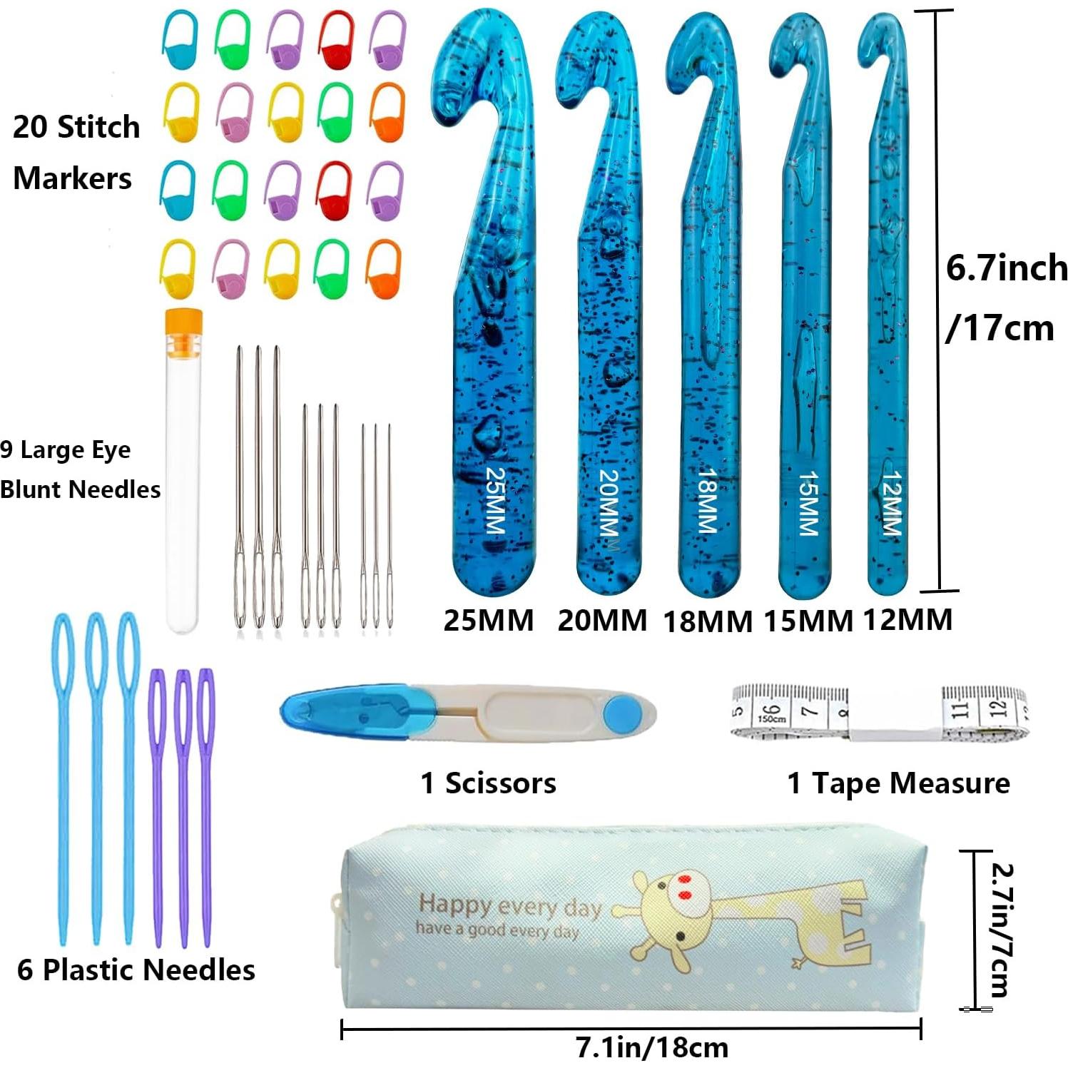Juego de Ganchillos Grandes Hobekoee 43 Piezas 12-25mm