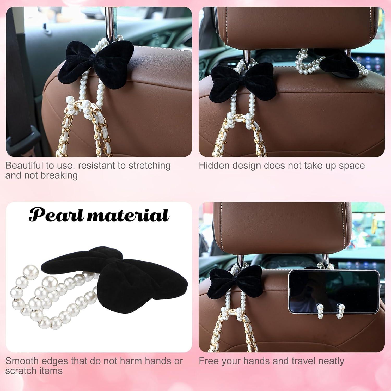 Ganchos para Bolsos de Auto Geelin 2 Pcs Lazo Perla Negro