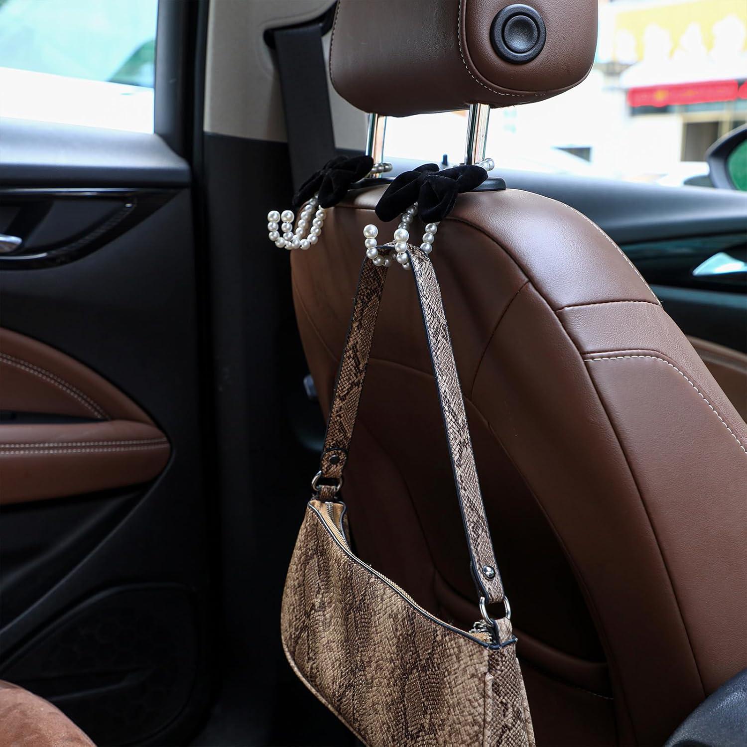 Ganchos para Bolsos de Auto Geelin 2 Pcs Lazo Perla Negro