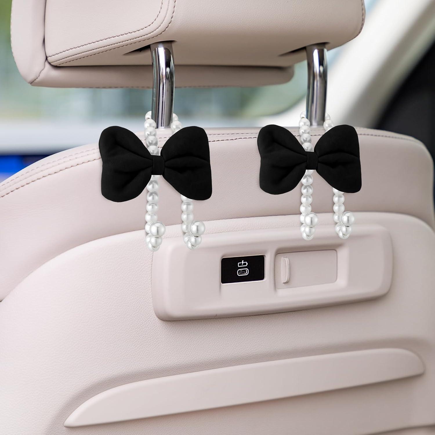 Ganchos para Bolsos de Auto Geelin 2 Pcs Lazo Perla Negro