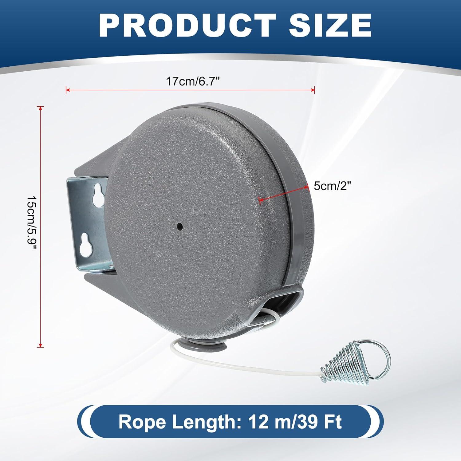 Cuerda Retráctil para Ropa uxcell 12m con 12 Pinzas Gris