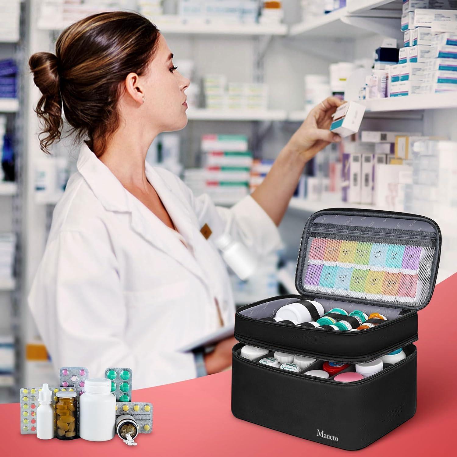 Bolsa Organizadora de Medicamentos Mancro Negra Doble Capa