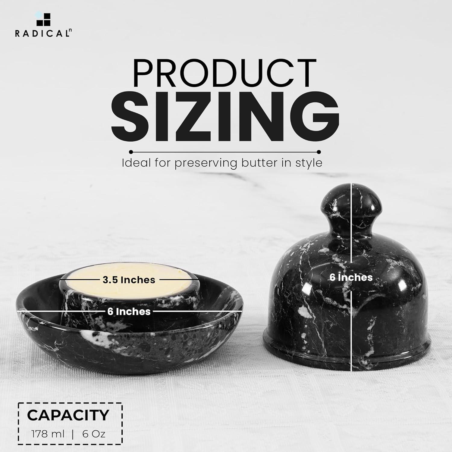 Plato de Mantequilla Radicaln de Mármol con Tapa 15 cm Negro