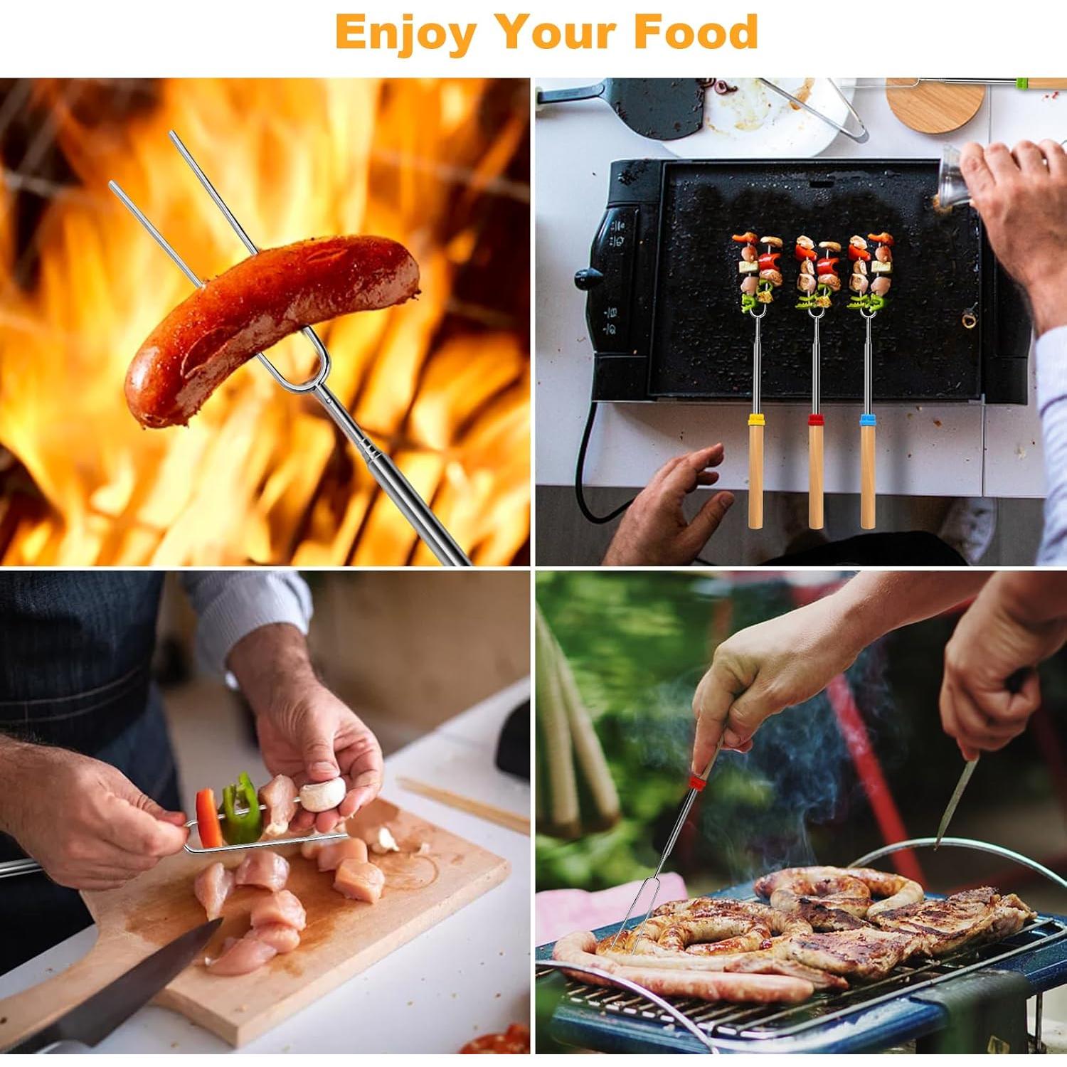 5 Palitos Telescópicos para Asar Malvaviscos VOPTON 81.3 cm