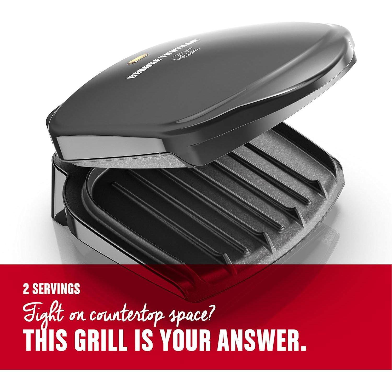 Parrilla Eléctrica George Foreman GR10B para 2 Porciones Compacta