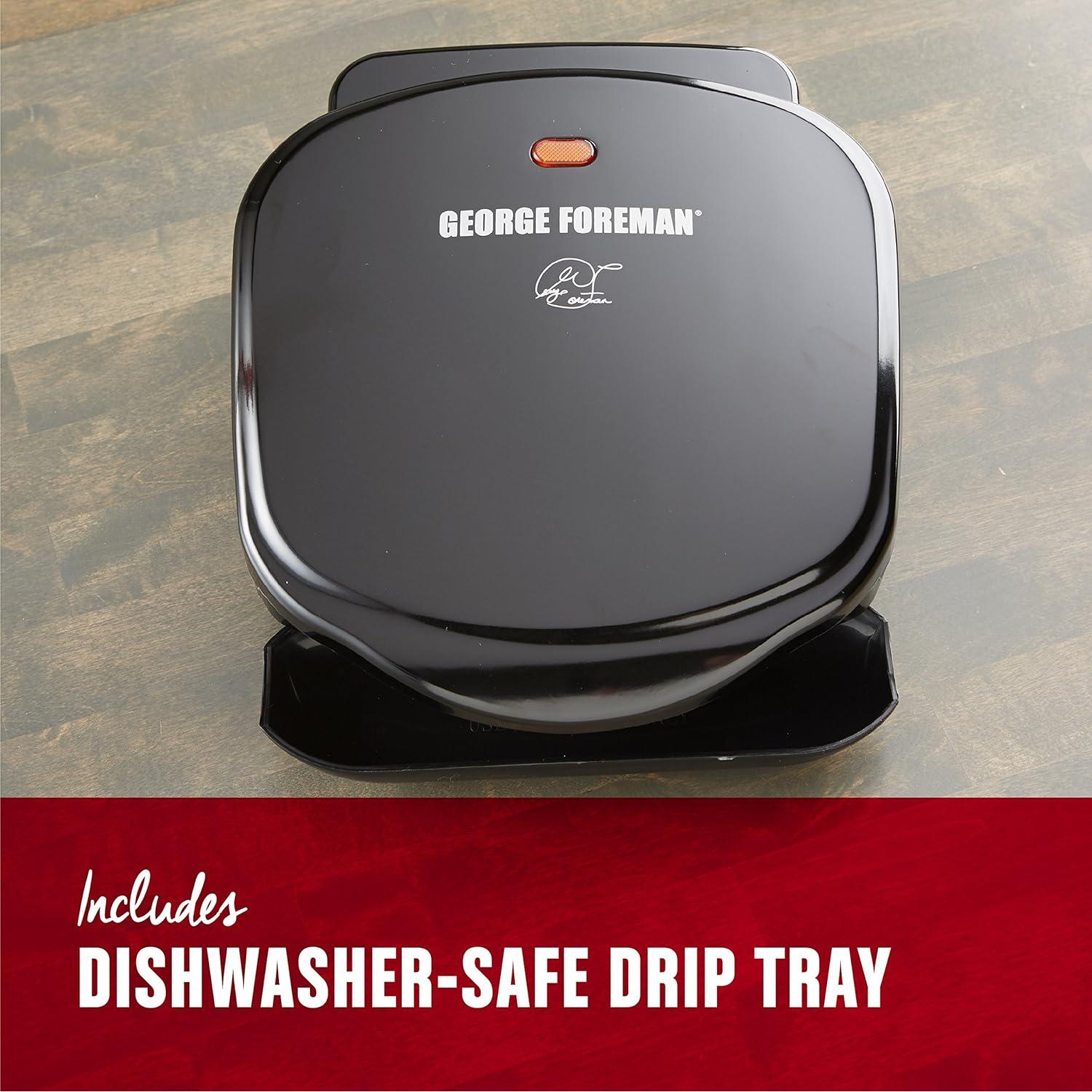 Parrilla Eléctrica George Foreman GR10B para 2 Porciones Compacta