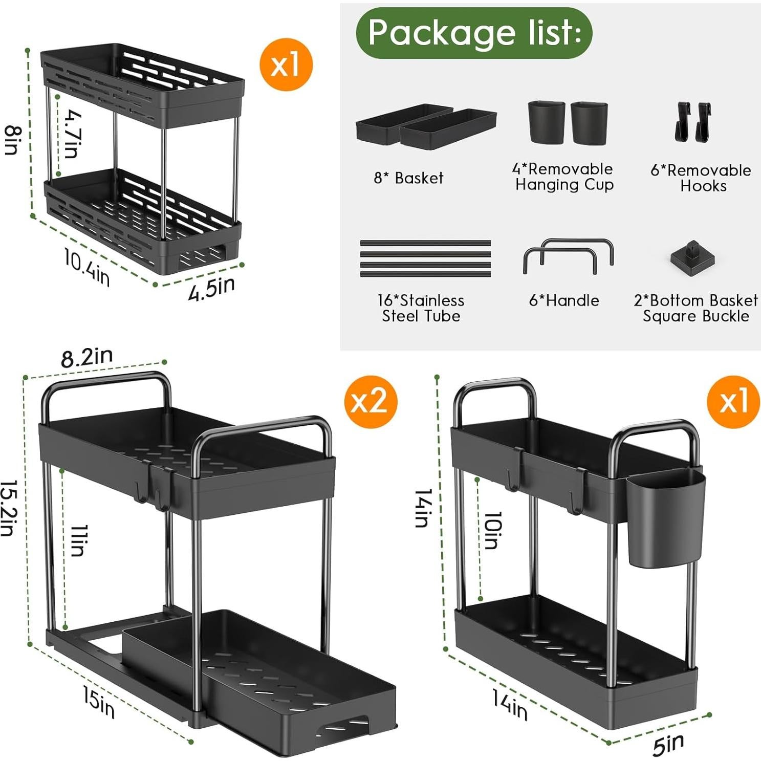 Organizadores Bajo el Fregadero ZIZOTI - 4 Piezas Apilables