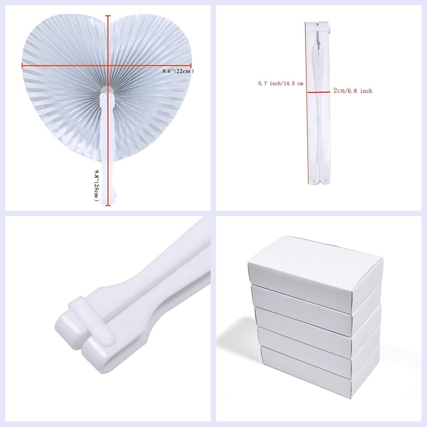 20 Abanicos de Papel Plegables Corazón Plateado Bestage