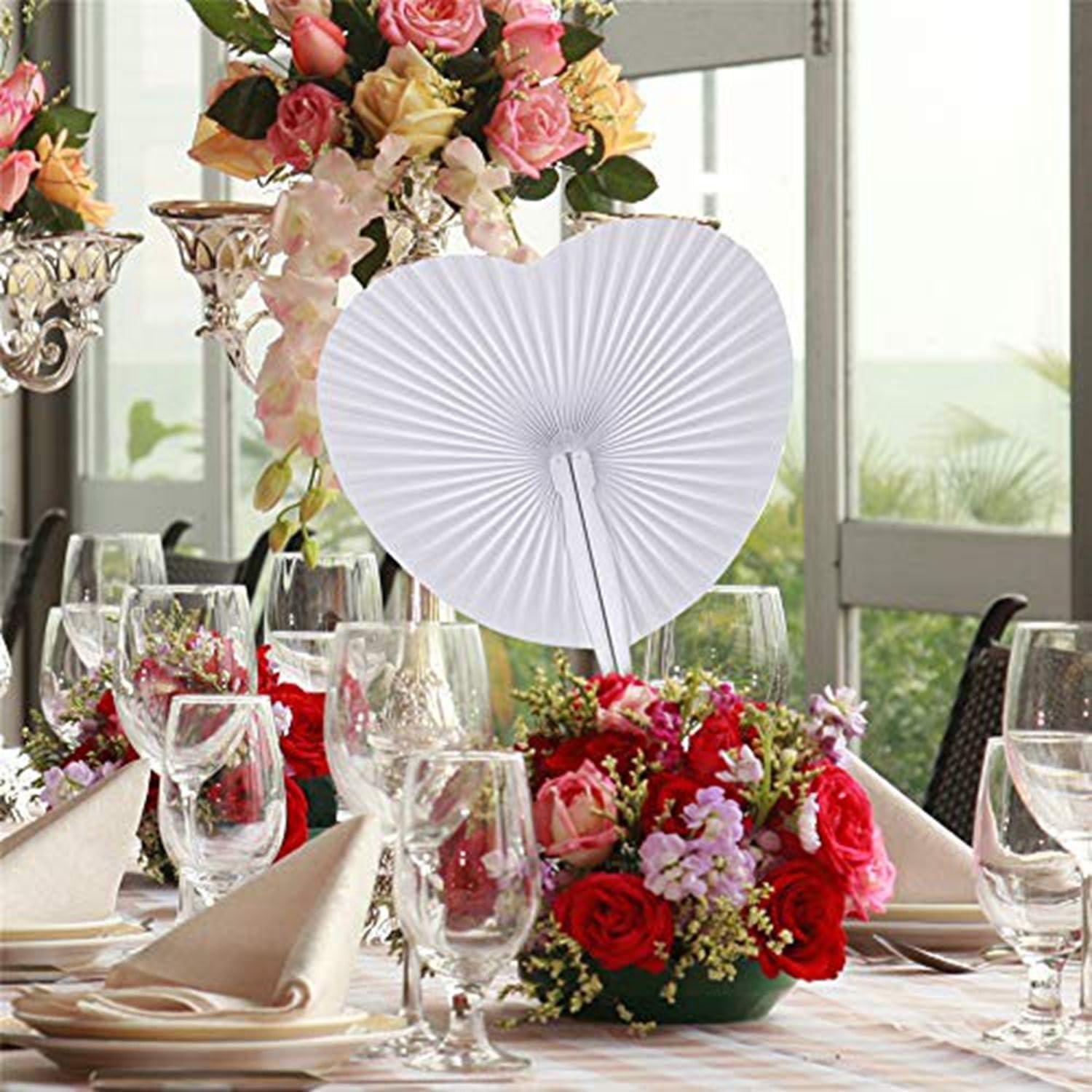 20 Abanicos de Papel Plegables Corazón Plateado Bestage