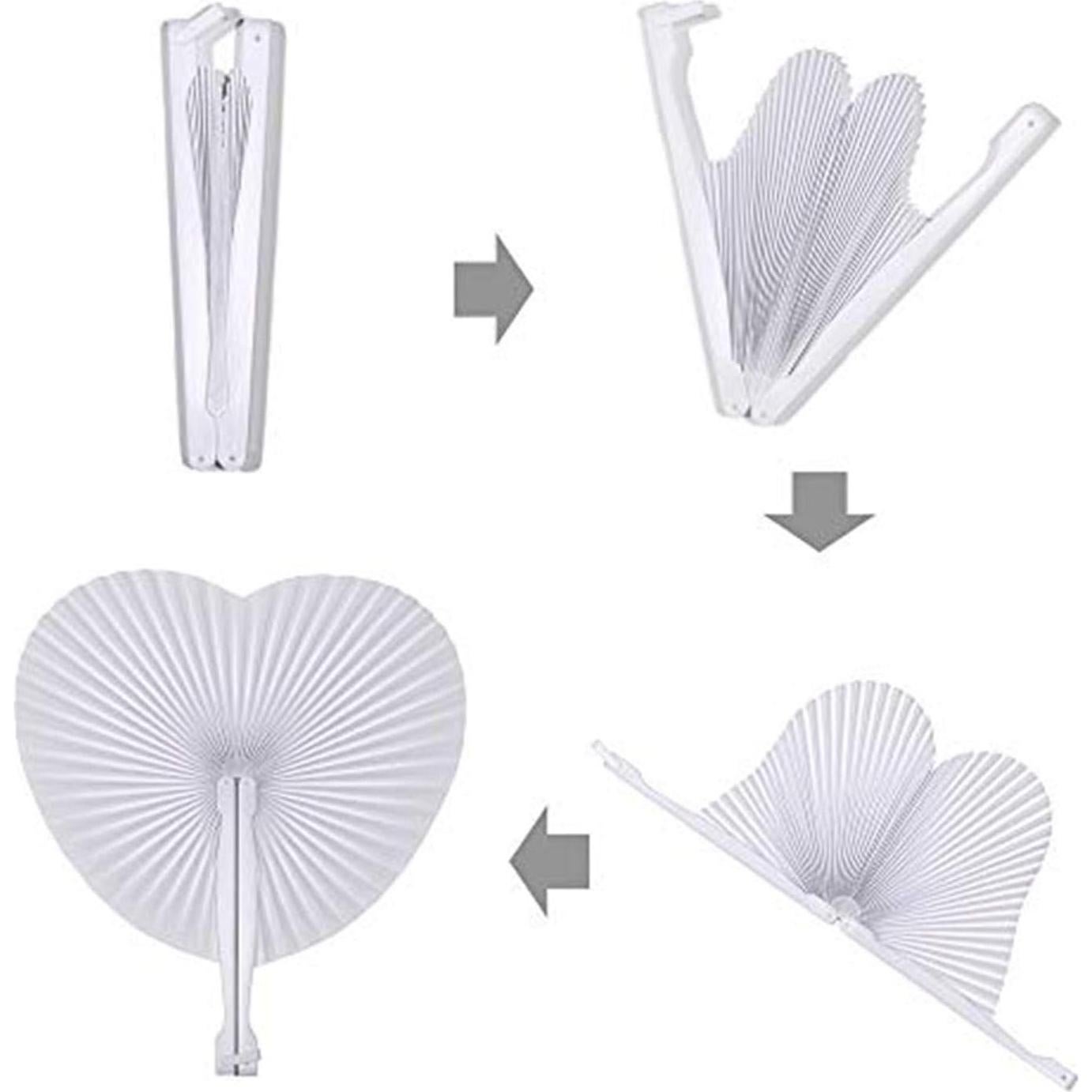 20 Abanicos de Papel Plegables Corazón Plateado Bestage